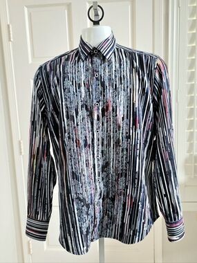 Robert Graham Embroidered multicolor button down Shirt Medium Classic Fit Rare